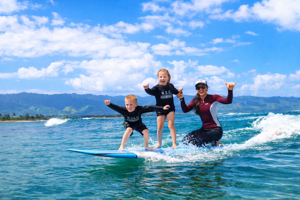 Children's Tandem Surf Lesson at Puaena Point